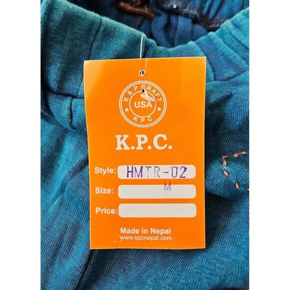 K.P.C. Women's Handmade Bohemian Embroidered Stonewash Blue Floral Pants Medium - Picture 10 of 11